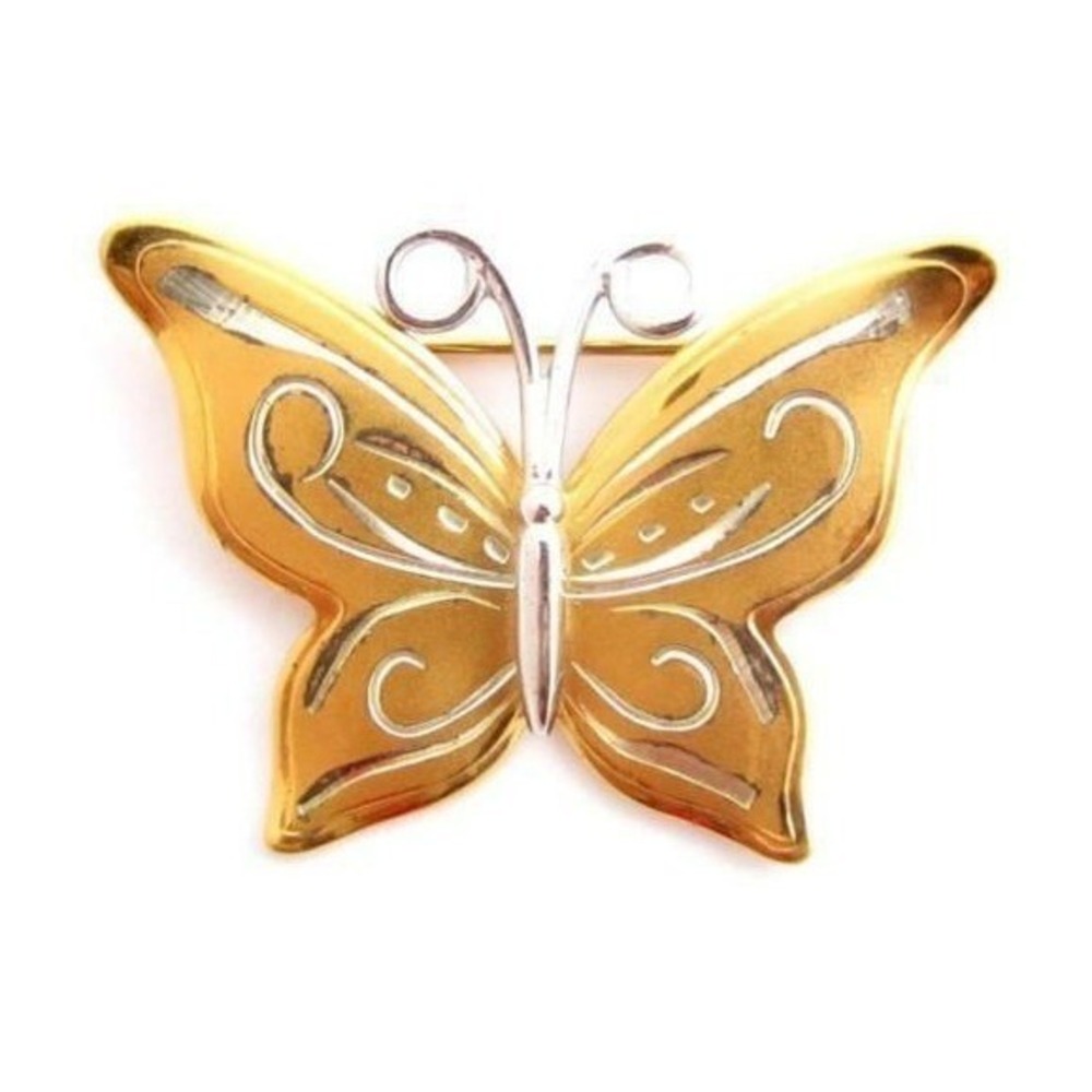 Vintage Butterfly Pin Gorham‎ Sterling Gold Vermeil 2 Tone Silver*925*7.6g